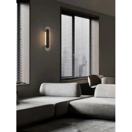 Kinkiet szklany owalny Rio 50cm LED 3000K czany metal / przezroczyste szkło 