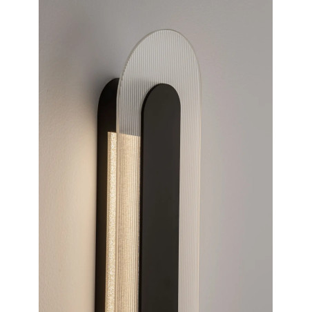 Kinkiet szklany owalny Rio 50cm LED 3000K czany metal / przezroczyste szkło 