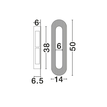 Kinkiet szklany owalny Rio 50cm LED 3000K czany metal / przezroczyste szkło 