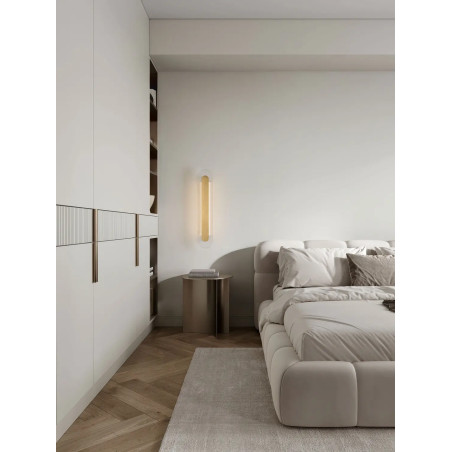 Kinkiet szklany owalny Rio 70cm LED 3000K złoto-mosiężny metal / przezroczyste szkło 