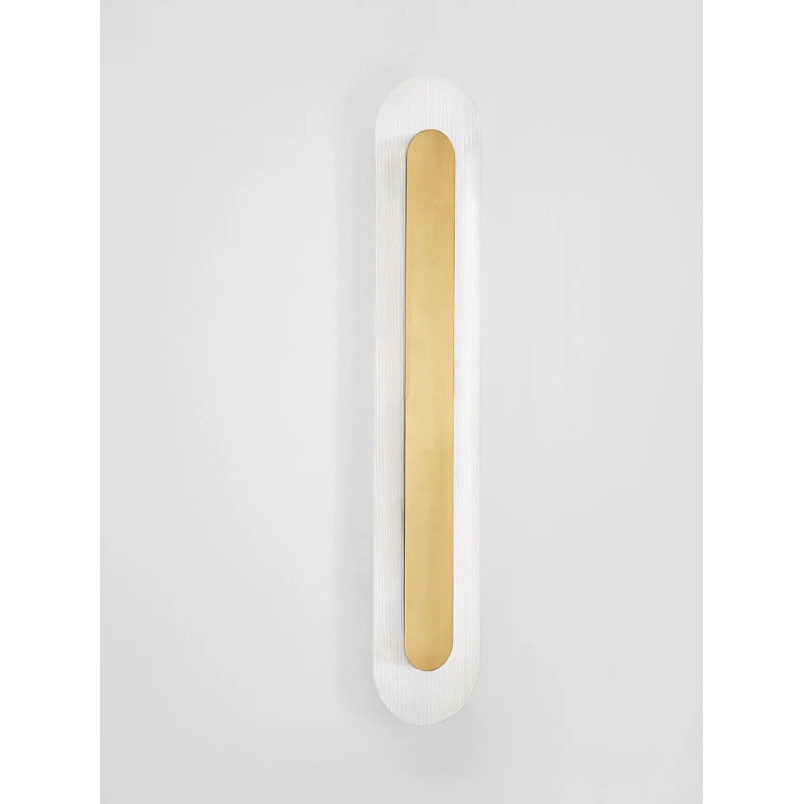 Kinkiet szklany owalny Rio 70cm LED 3000K złoto-mosiężny metal / przezroczyste szkło 