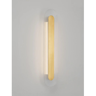 Kinkiet szklany owalny Rio 70cm LED 3000K złoto-mosiężny metal / przezroczyste szkło 