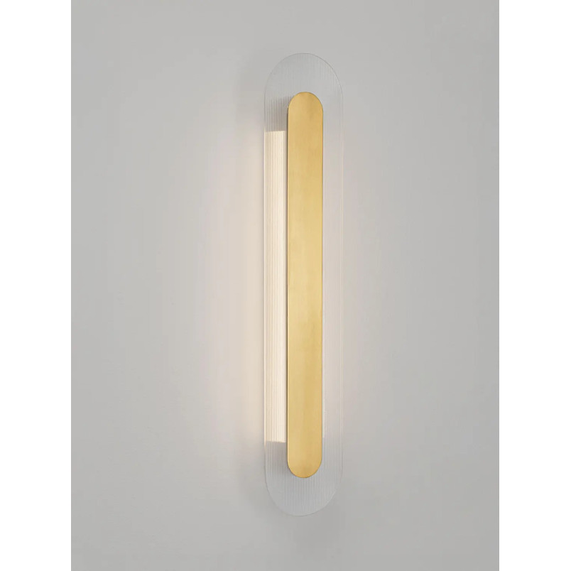 Kinkiet szklany owalny Rio 70cm LED 3000K złoto-mosiężny metal / przezroczyste szkło 