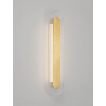 Kinkiet szklany owalny Rio 70cm LED 3000K złoto-mosiężny metal / przezroczyste szkło 