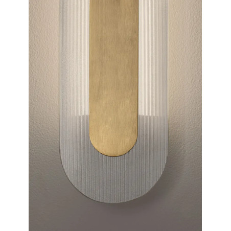 Kinkiet szklany owalny Rio 70cm LED 3000K złoto-mosiężny metal / przezroczyste szkło 