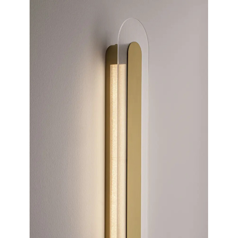 Kinkiet szklany owalny Rio 70cm LED 3000K złoto-mosiężny metal / przezroczyste szkło 
