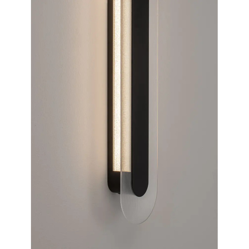 Kinkiet szklany owalny Rio 70cm LED 3000K czany metal / przezroczyste szkło 
