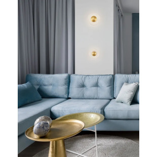 Kinkiet szklany okrągły w stylu glamour Menti 16cm LED 3000K przeźroczysty / złoty mosiądz