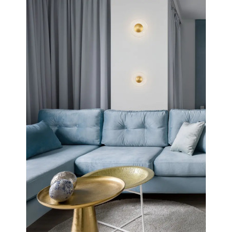 Kinkiet szklany okrągły w stylu glamour Menti 16cm LED 3000K przeźroczysty / złoty mosiądz