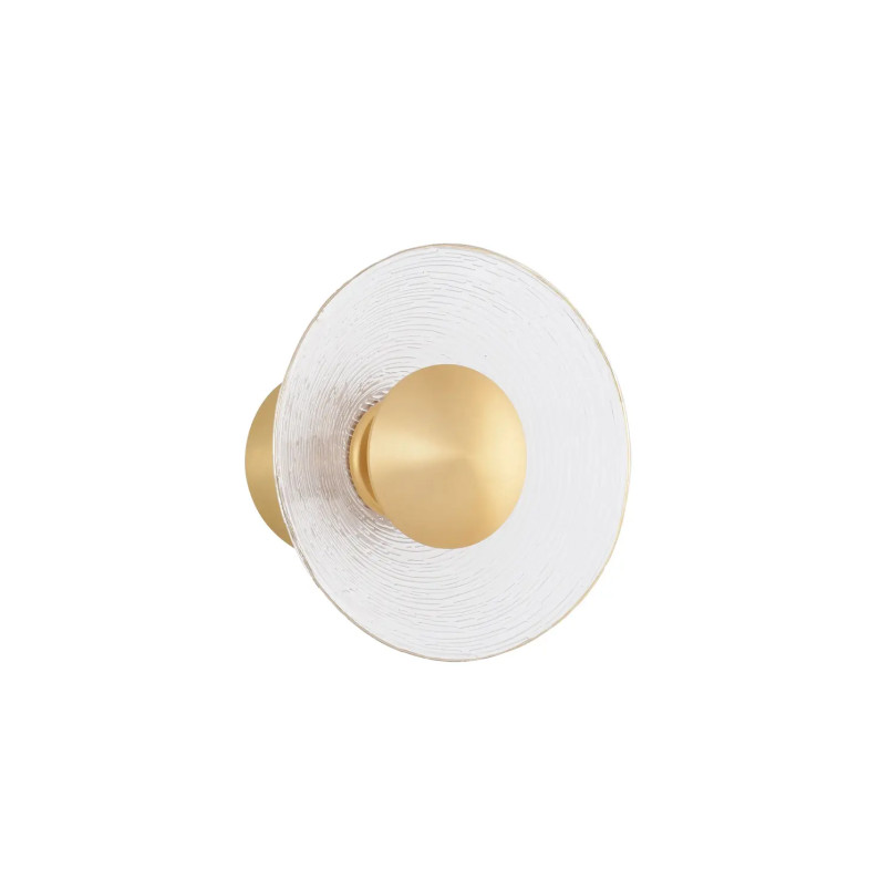 Kinkiet szklany okrągły w stylu glamour Menti 16cm LED 3000K przeźroczysty / złoty mosiądz