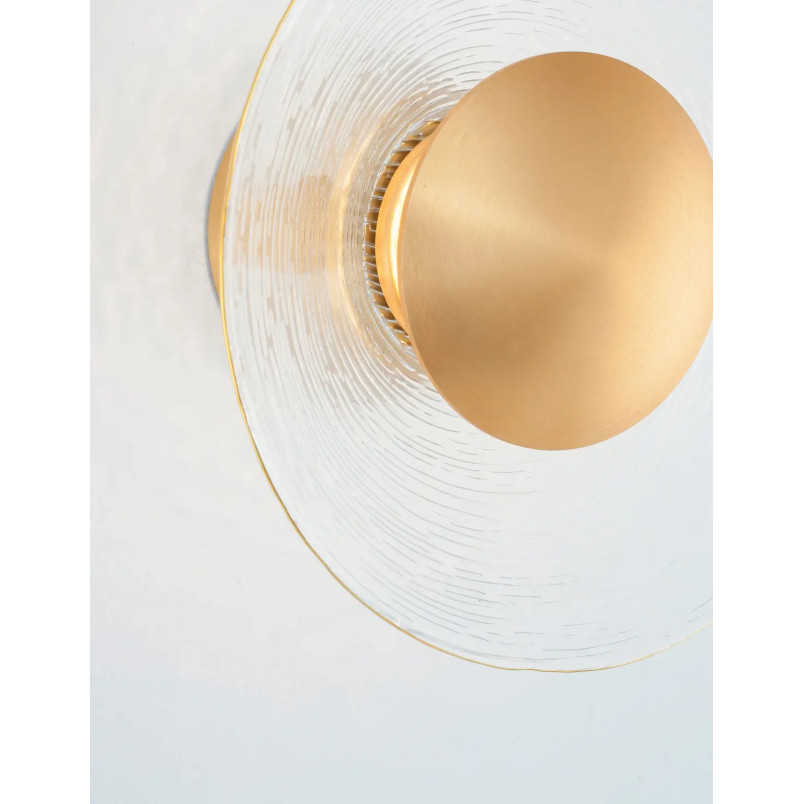 Kinkiet szklany okrągły w stylu glamour Menti 16cm LED 3000K przeźroczysty / złoty mosiądz