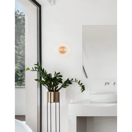 Kinkiet szklany okrągły w stylu glamour Menti 20cm LED 3000K przeźroczysty / złoty mosiądz