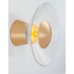 Kinkiet szklany okrągły w stylu glamour Menti 20cm LED 3000K przeźroczysty / złoty mosiądz