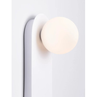 Kinkiet owalny ze szklaną kulą Porrino 30cm opal / biały