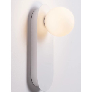 Kinkiet owalny ze szklaną kulą Porrino 30cm opal / biały