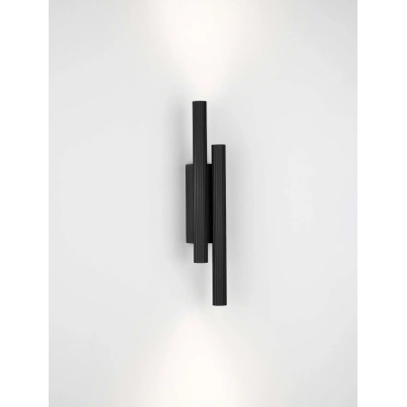 Kinkiet 2 punktowy z ryflowanymi kloszami Gamba H38cm LED 3000K czarny