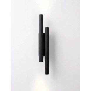 Kinkiet 2 punktowy z ryflowanymi kloszami Gamba H38cm LED 3000K czarny