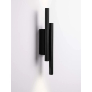 Kinkiet 2 punktowy z ryflowanymi kloszami Gamba H38cm LED 3000K czarny