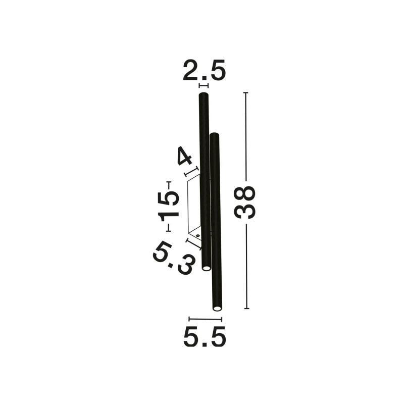 Kinkiet 2 punktowy z ryflowanymi kloszami Gamba H38cm LED 3000K czarny