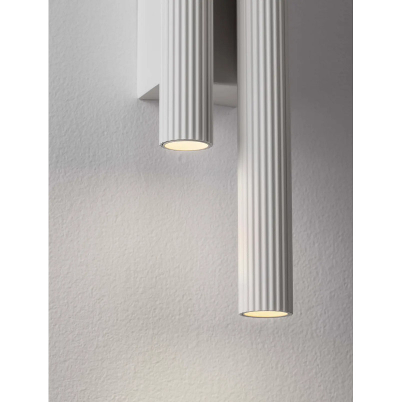 Kinkiet 2 punktowy z ryflowanymi kloszami Gamba H38cm LED 3000K biały