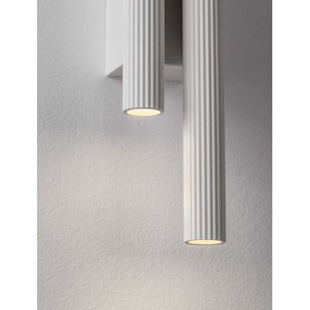 Kinkiet 2 punktowy z ryflowanymi kloszami Gamba H38cm LED 3000K biały
