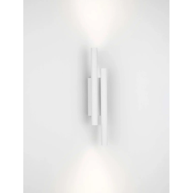 Kinkiet 2 punktowy z ryflowanymi kloszami Gamba H38cm LED 3000K biały