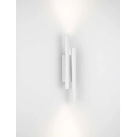 Kinkiet 2 punktowy z ryflowanymi kloszami Gamba H38cm LED 3000K biały