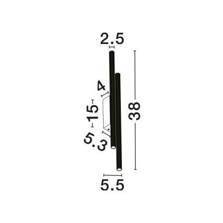 Kinkiet 2 punktowy z ryflowanymi kloszami Gamba H38cm LED 3000K biały