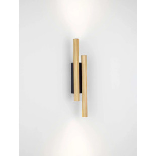 Kinkiet 2 punktowy z ryflowanymi kloszami Gamba H38cm LED 3000K złoty