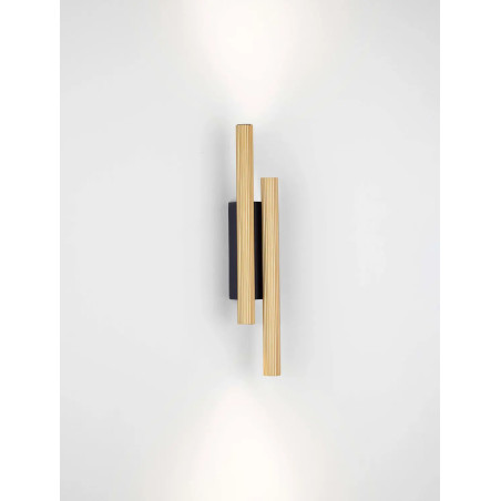 Kinkiet 2 punktowy z ryflowanymi kloszami Gamba H38cm LED 3000K złoty