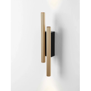 Kinkiet 2 punktowy z ryflowanymi kloszami Gamba H38cm LED 3000K złoty