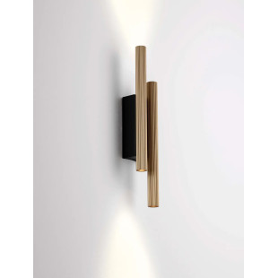 Kinkiet 2 punktowy z ryflowanymi kloszami Gamba H38cm LED 3000K złoty