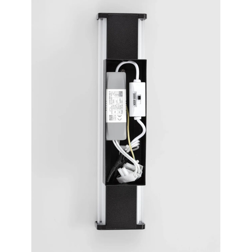 Kinkiet podłużny do łazienki Compre Flat 30cm LED 3000-4000K przezroczysty / czarny