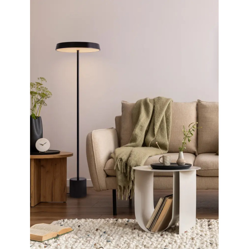 Lampa podłogowa designerska z płaskim kloszem Alto 40cm H136cm LED 3000K czarna