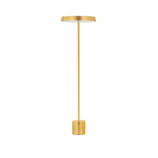 Lampa podłogowa designerska z płaskim kloszem Alto 40cm H136cm LED 3000K satynowe złoto