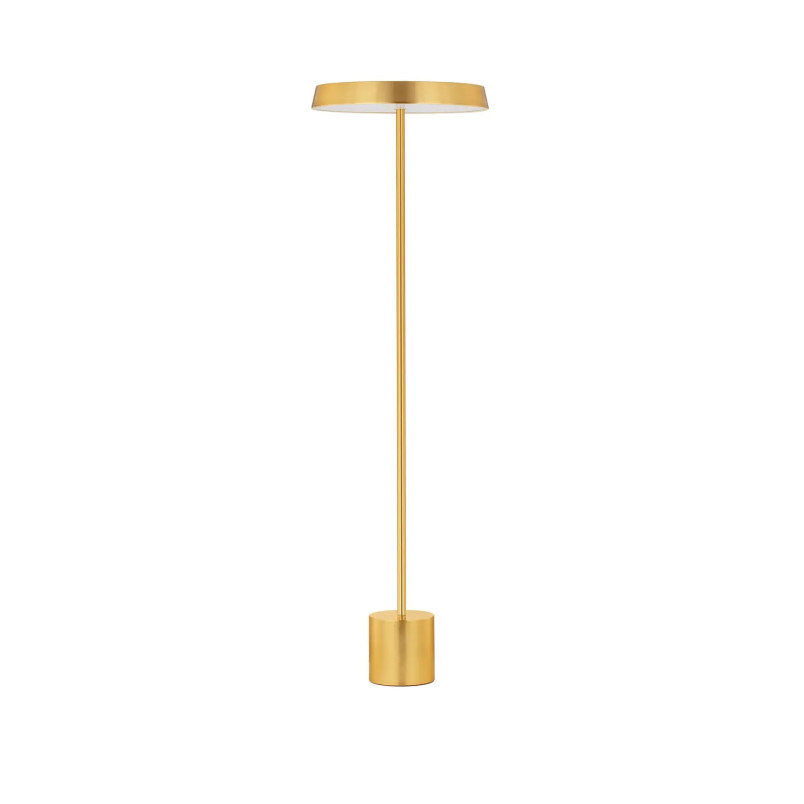 Lampa podłogowa designerska z płaskim kloszem Alto 40cm H136cm LED 3000K satynowe złoto