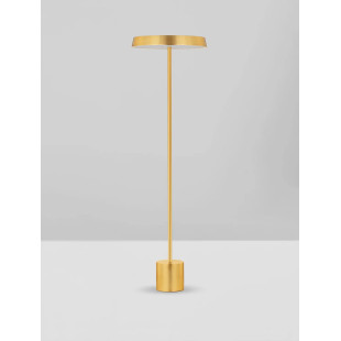 Lampa podłogowa designerska z płaskim kloszem Alto 40cm H136cm LED 3000K satynowe złoto