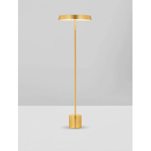 Lampa podłogowa designerska z płaskim kloszem Alto 40cm H136cm LED 3000K satynowe złoto