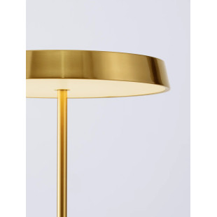 Lampa podłogowa designerska z płaskim kloszem Alto 40cm H136cm LED 3000K satynowe złoto
