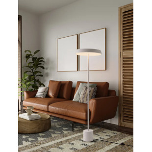 Lampa podłogowa designerska z płaskim kloszem Alto 40cm H136cm LED 3000K biała