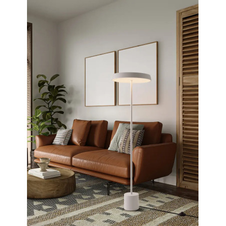 Lampa podłogowa designerska z płaskim kloszem Alto 40cm H136cm LED 3000K biała