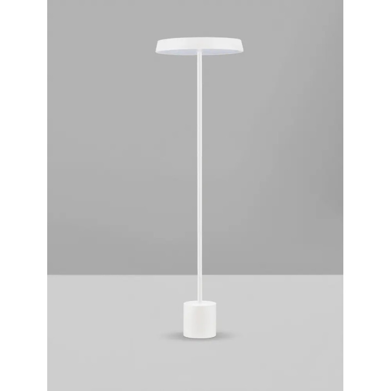 Lampa podłogowa designerska z płaskim kloszem Alto 40cm H136cm LED 3000K biała
