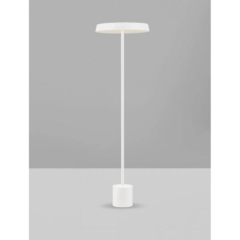 Lampa podłogowa designerska z płaskim kloszem Alto 40cm H136cm LED 3000K biała