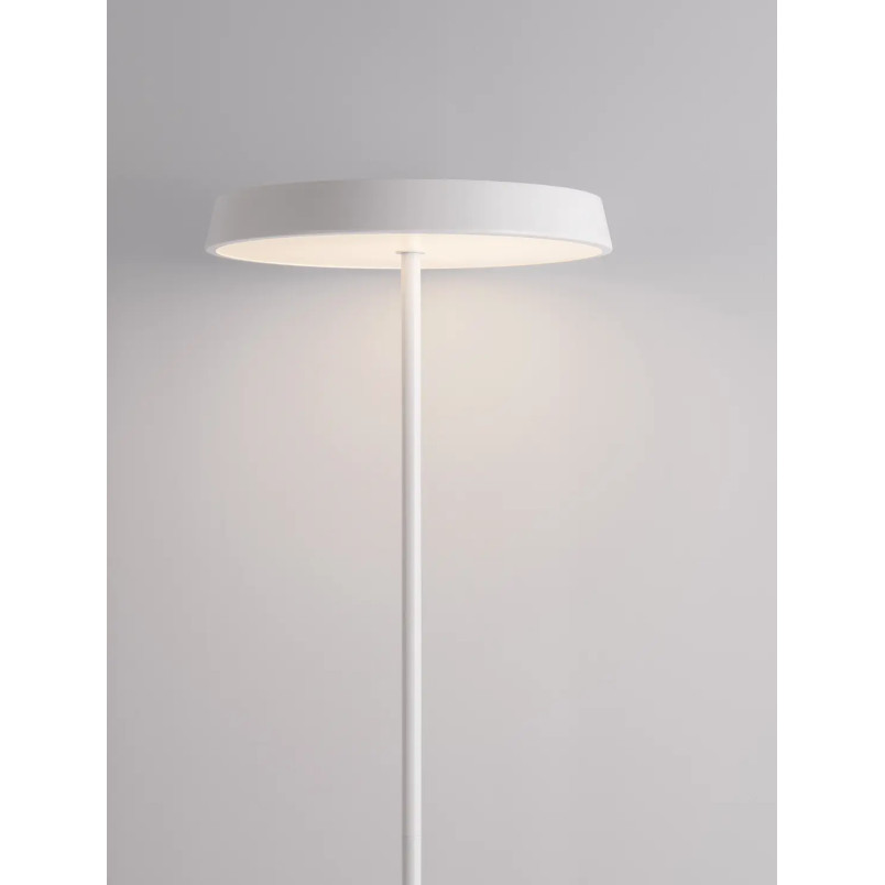 Lampa podłogowa designerska z płaskim kloszem Alto 40cm H136cm LED 3000K biała