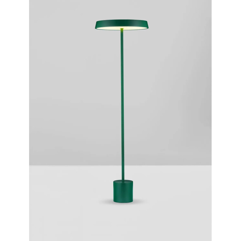 Lampa podłogowa designerska z płaskim kloszem Alto 40cm H136cm LED 3000K zielona