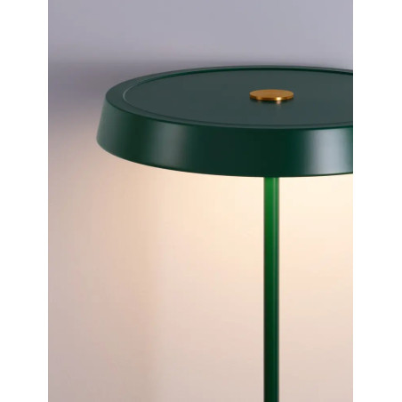 Lampa podłogowa designerska z płaskim kloszem Alto 40cm H136cm LED 3000K zielona