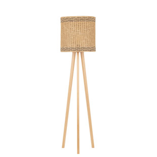 Lampa podłogowa trójnóg drewniany z plecionym kloszem Letto 39cm H165cm 