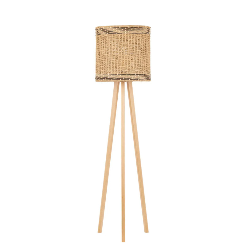 Lampa podłogowa trójnóg drewniany z plecionym kloszem Letto 39cm H165cm 