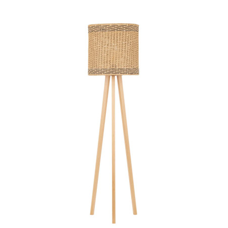 Lampa podłogowa trójnóg drewniany z plecionym kloszem Letto 39cm H165cm 