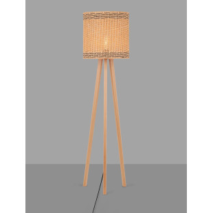 Lampa podłogowa trójnóg drewniany z plecionym kloszem Letto 39cm H165cm 